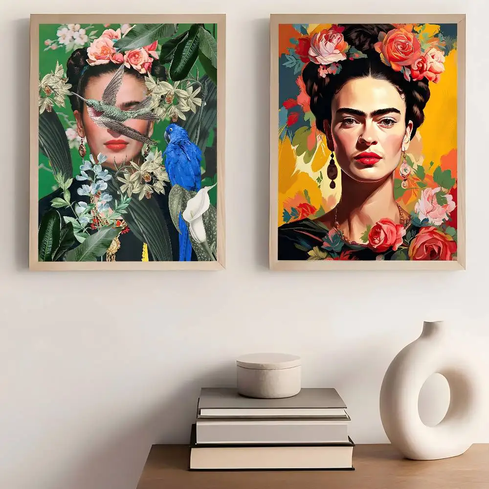F-frida Painting K-kahlos Anime Posters Sticky Waterproof Paper Sticker Coffee House Bar Kawaii Room Decor