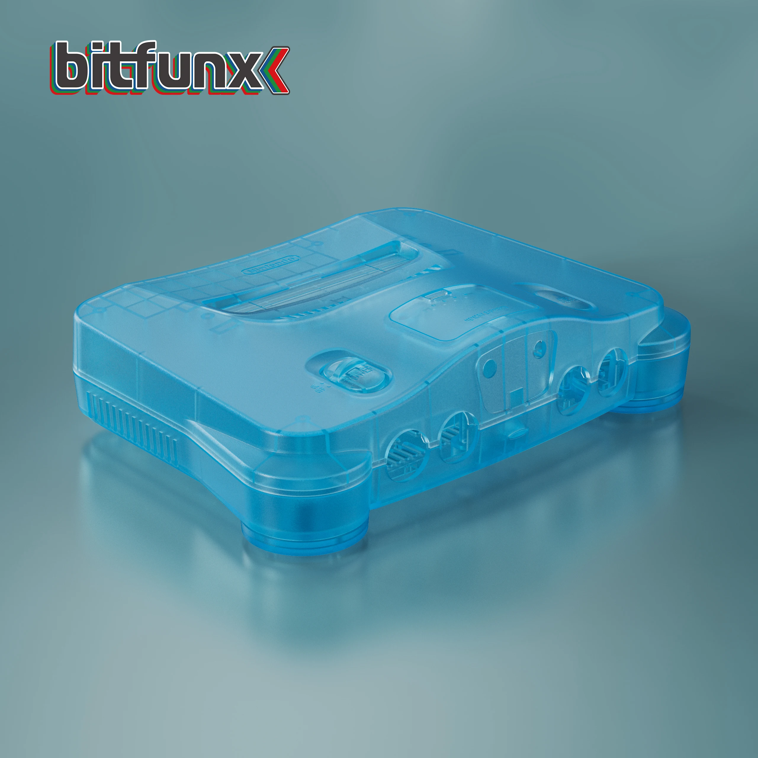 غطاء حماية بديل من Bitfunx شفاف باللون الأزرق الجليدي N64 لوحدة تحكم ألعاب Nintendo64 Retro جميع الإصدارات