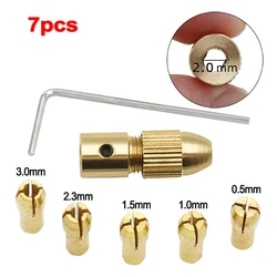 7 Stuks Mini Boor Chucks 0.5-3.0Mm Fit Voor Micro Twist Elektronische Dremel Boor Collet Klem Set Elektrisch Gereedschap Accessoires Met Sleutel