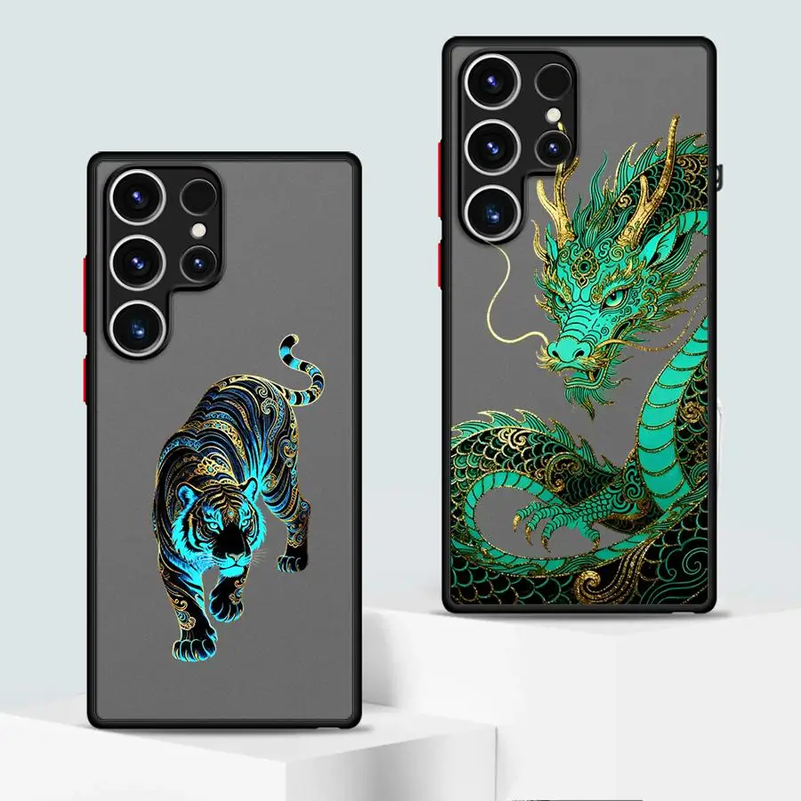 Case for Samsung Galaxy S26 S23 FE S22 S20 FE Note 20 Ultra 10+ S21 S24 Plus S25 Ultra Funda Back Phone Cover Cartoon Tiger