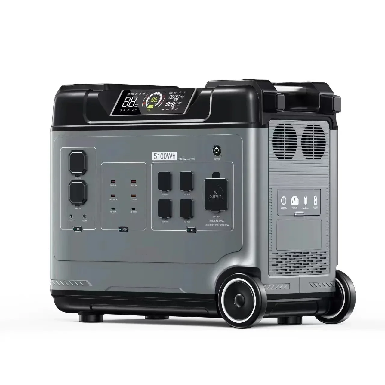 1200 Watt Portable Power Station Lifepo4 Rechargeable MPPT Controller Plug Flashlight Solar Panel Generator