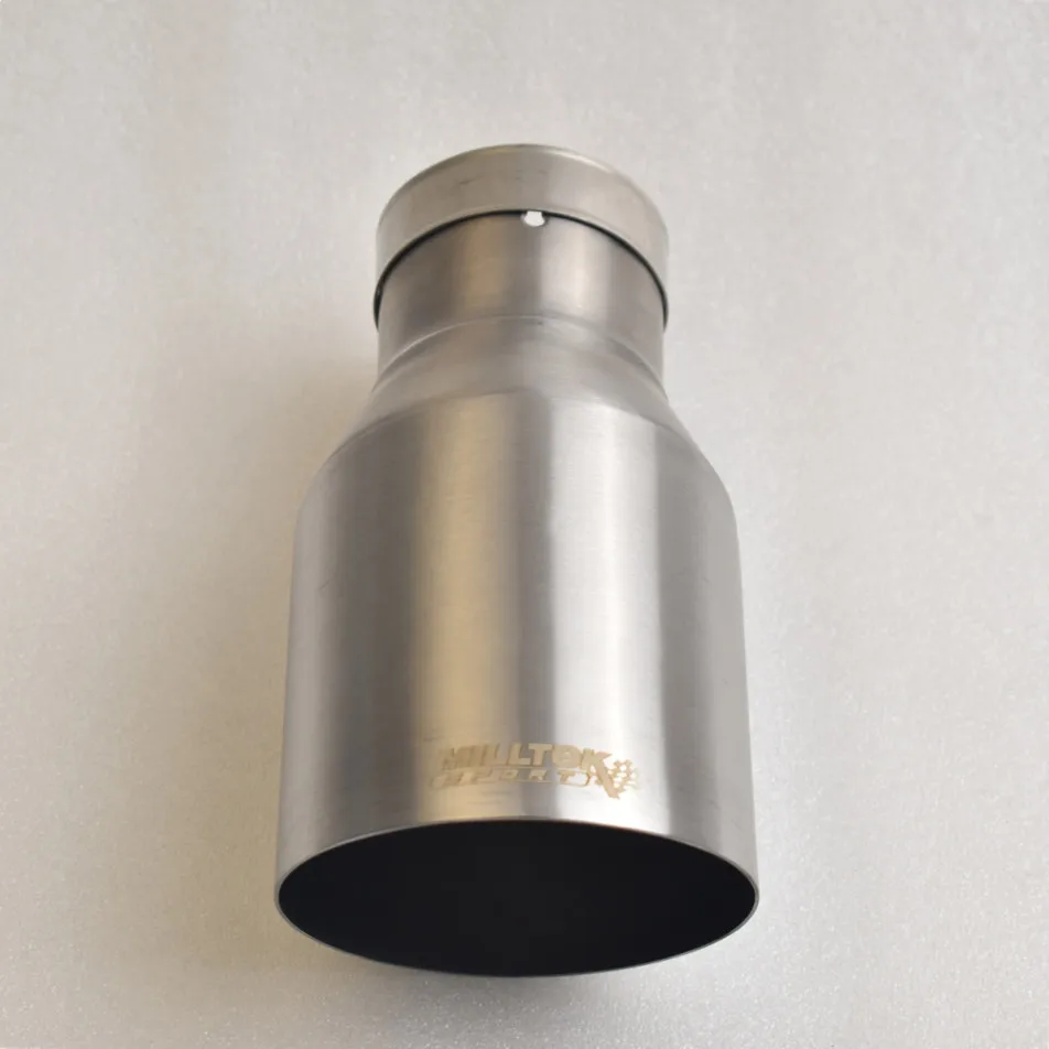 MILLTEK SPORT Nozzle Knalpot Mobil 304 Stainless Steel Angle Cut Silvery Brushed Single Tube pada Tailpipe 2.5 Inci dan 4.5 Inci