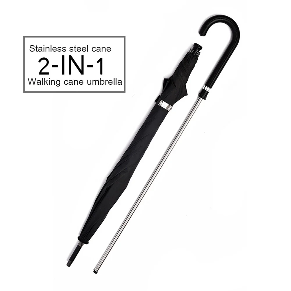 NF Walking Cane Stick Self Defense 2-In-1 Sturdy Windproof UV Protection Umbrella Suitable for Hiking Hanging Out On Raining