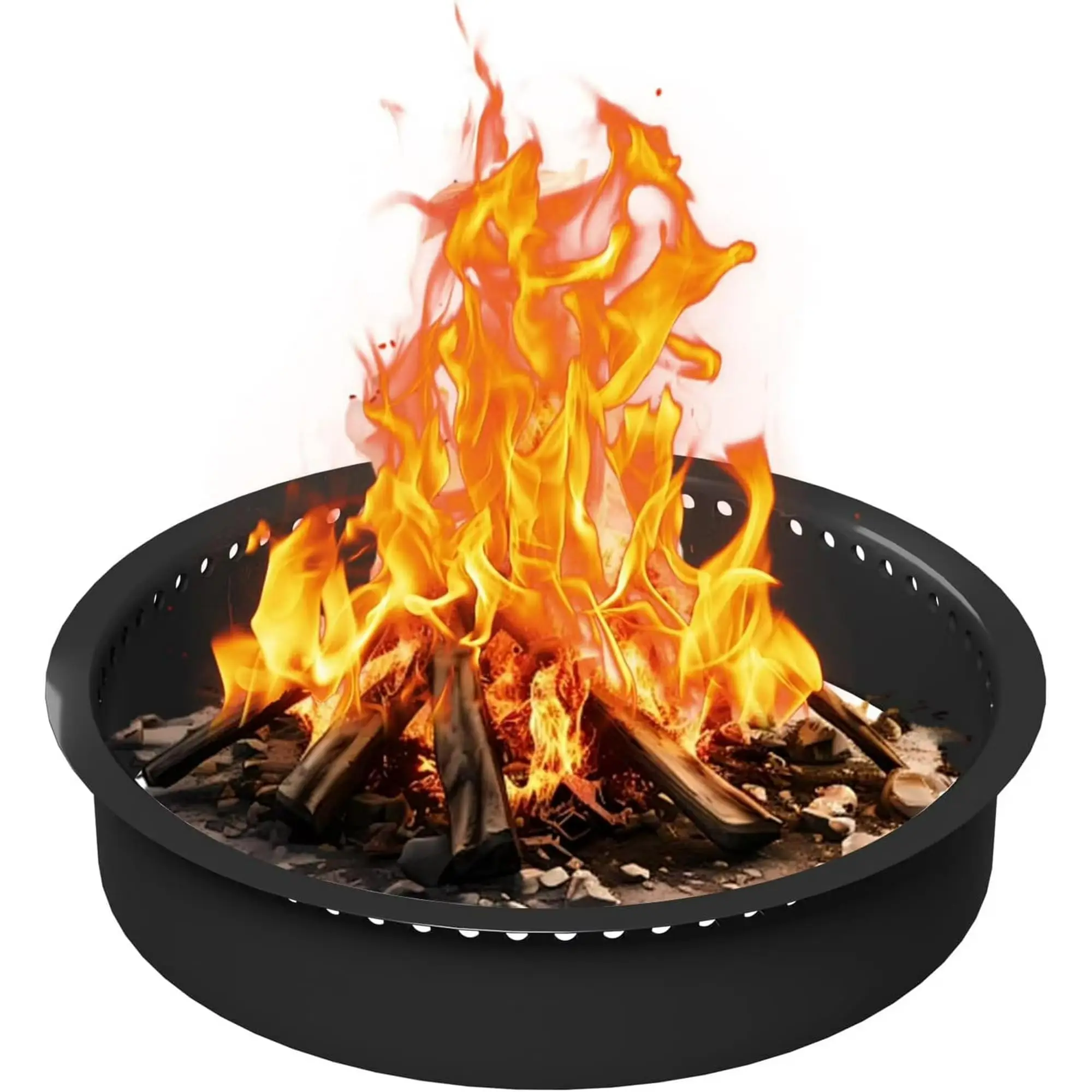 Rauchfreier Feuerring – Robuster, Rostfreier Stahl, 36/48/60 Zoll Feuereinlage mit oder ohne Belüftungslöcher – Maximaler Luftstrom, Einfache Montage – für Holzofen, Garten, Hinterhof, Camping