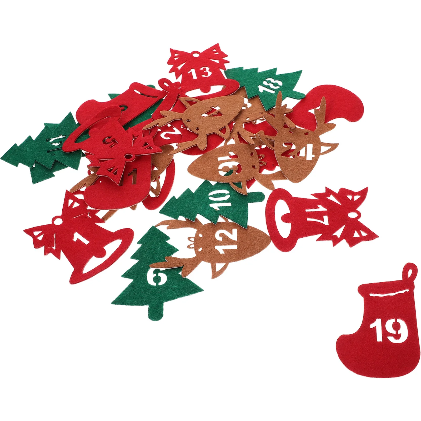 

24Pcs Felt Christmas Sealing Stickers Safe Creative Number Calendar Countdown Decor for Doors Windows Gift Bags Xmas Parties
