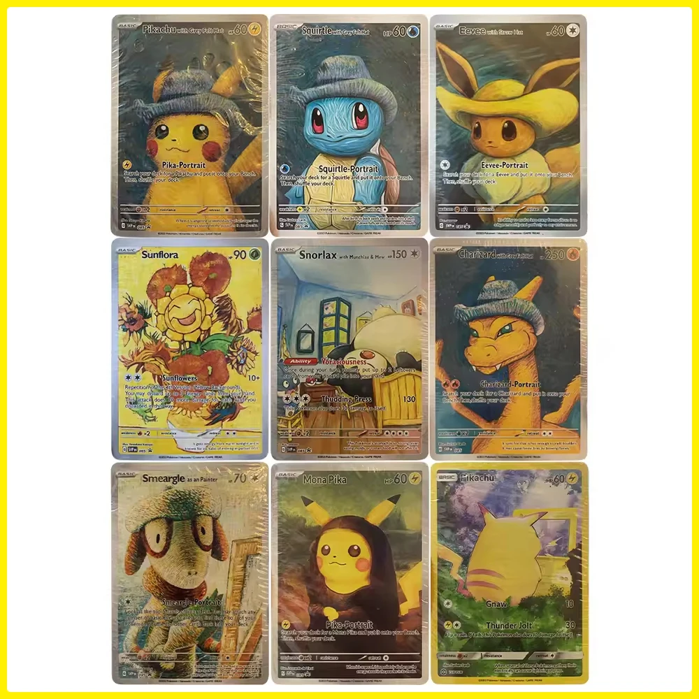 لتقوم بها بنفسك الكرتون Ptcg فان جوخ متحف جمع بطاقة صورة سميرغل غص الإنجليزية الكلاسيكية لعبة ببطاقات ورقية واحدة أنيمي بطاقة ذاتية الصنع