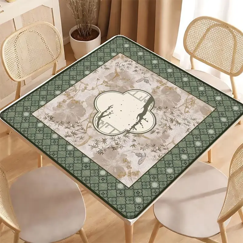 Floral Retro Printing And Mahjong Table Mat Anti-Slip Noise Reduction for Card Game Table Playing Room Home Decor