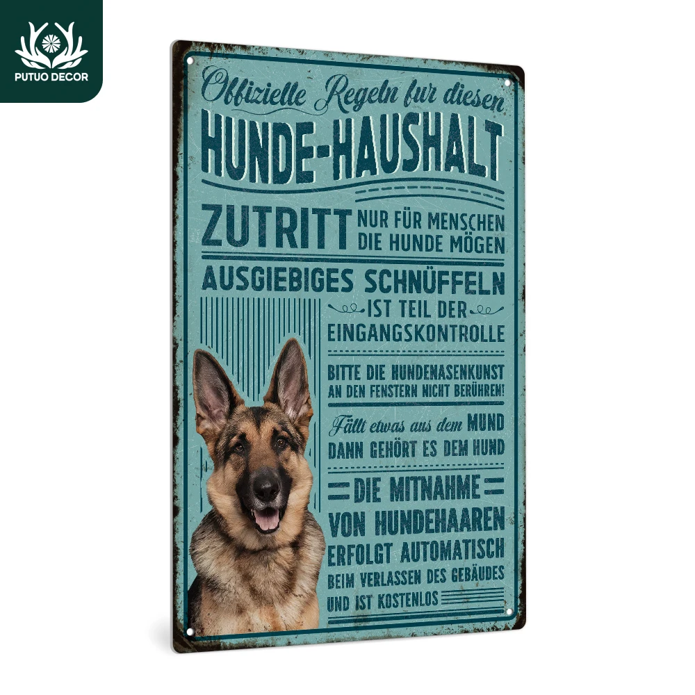 

Putuo Decor 1pc German Vintage Metal Sign, Wall Art Decor for Home Farmhouse Living Room Backyard, Gifts, Pet Dog，7.9x11.8Inches