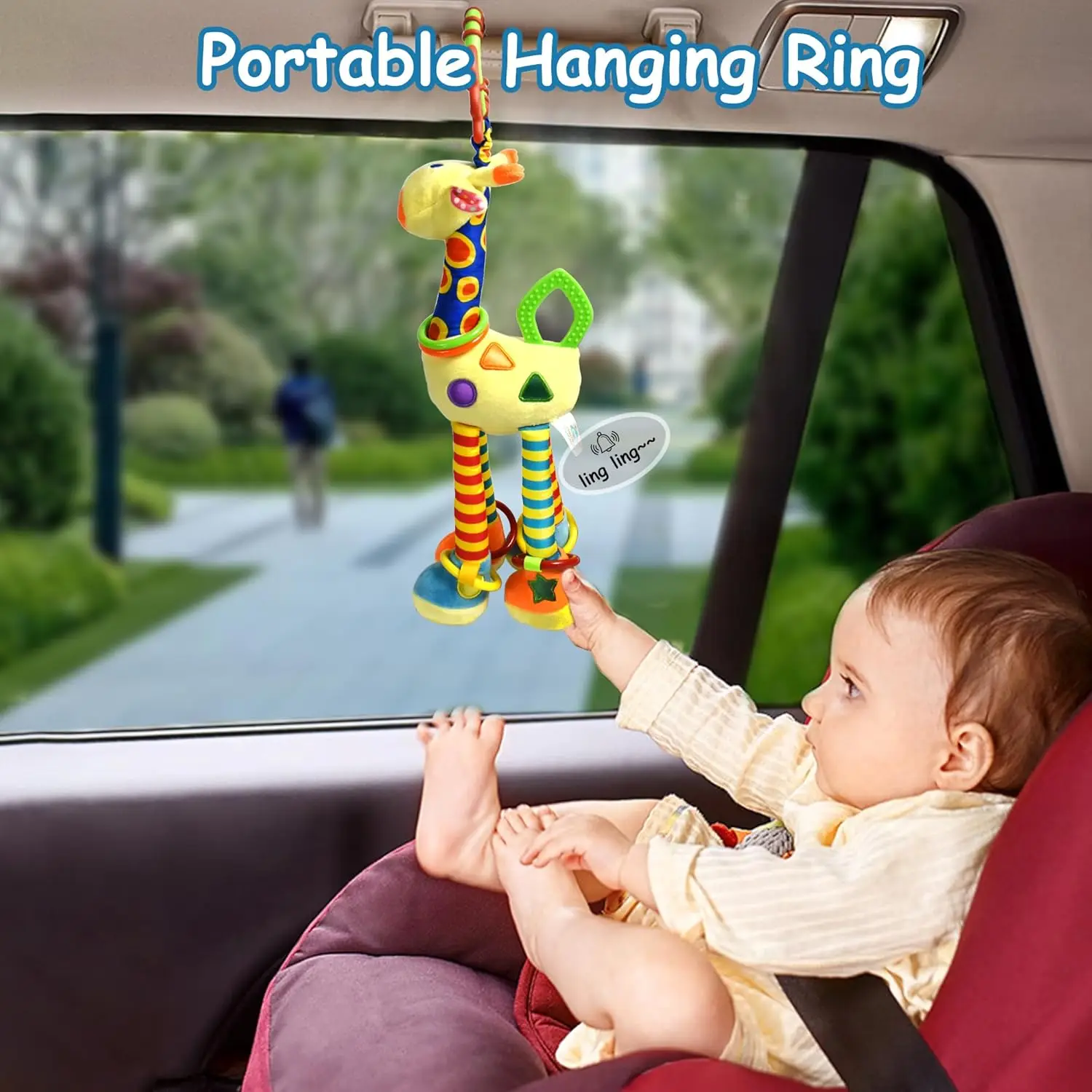 Sonajero colgante de jirafa, juguetes suaves para cochecito de bebé, asiento de coche, cuna, juguetes de actividades de animales de peluche, regalo para niños recién nacidos