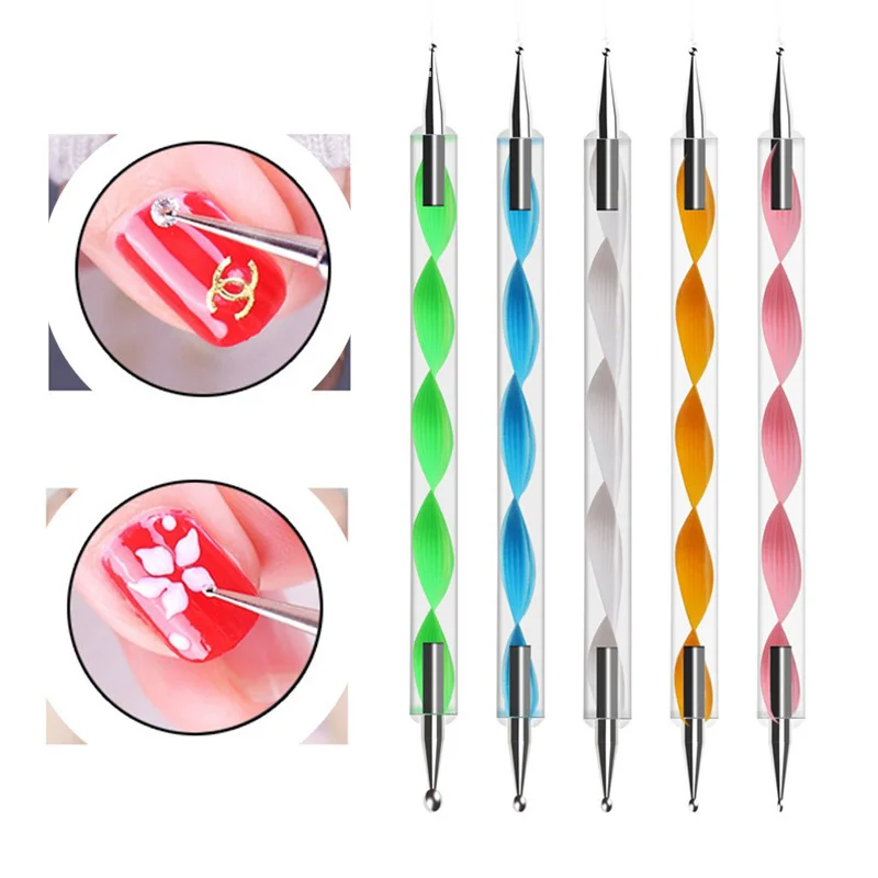 Nail Art Brush Design Tip Painting Drawing Carving Dotting Pen FlatFan Liner Acrylic Gel UV Polish Manicure Tools