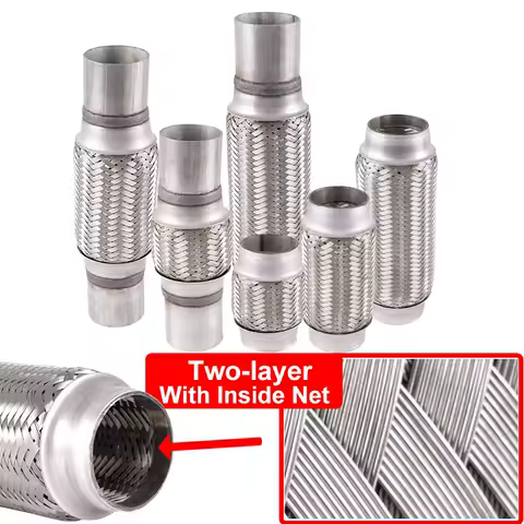 Double-deck Car Exhaust Tube Telescopic Flexible Connection Braid Bellows Stainless Steel Exhaust Muffler Pipe With Inside Net