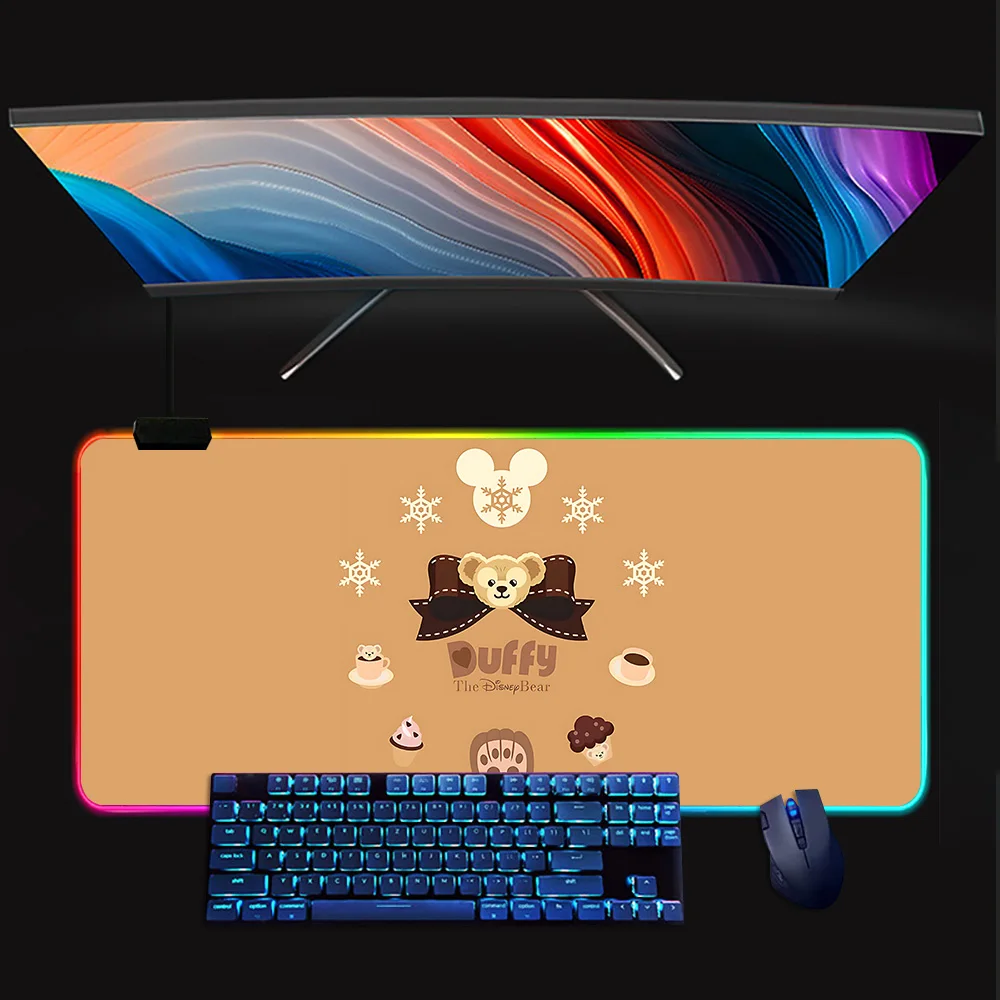 The Bear Duffy RGB Pc Gamer Keyboard Mouse Pad Mousepad LED Glowing Mouse Mats Rubber Gaming Computer Mausepad