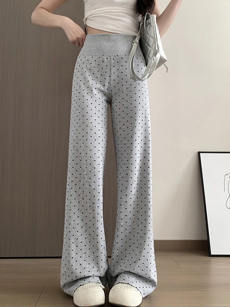 

Women Chic Dot Wide Leg Pant Loose High Waist Summer Sweet Casual Trousers Korean Fashion Soft All Match Lady Ins Elegant Pants