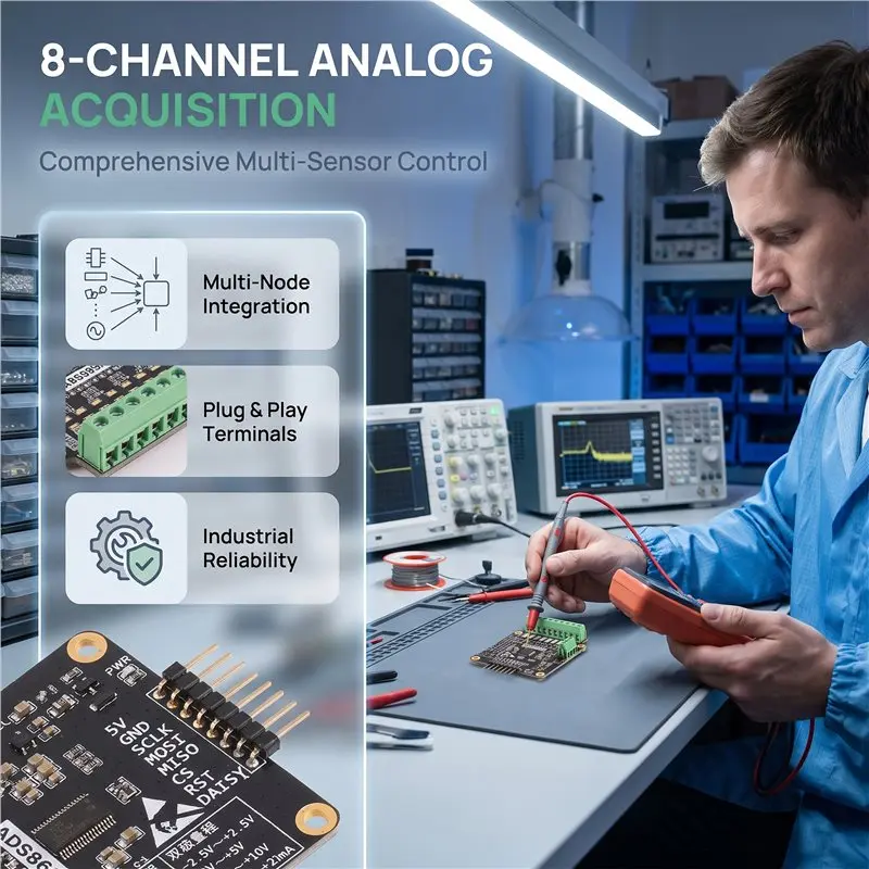 AB34-ADS8688 Module 8-Channel 500KSPS Module 16-Bit Analog-To-Digital Conversion Module