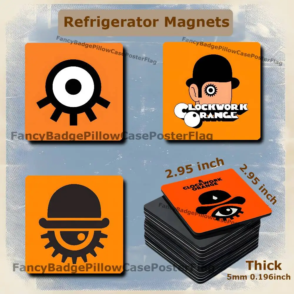 A C-Clockwork Orange Alex DeLarge 75mm Frigerator Magnet Square Stickers Personalize Fridge Refrigerator Wall Door Decoration