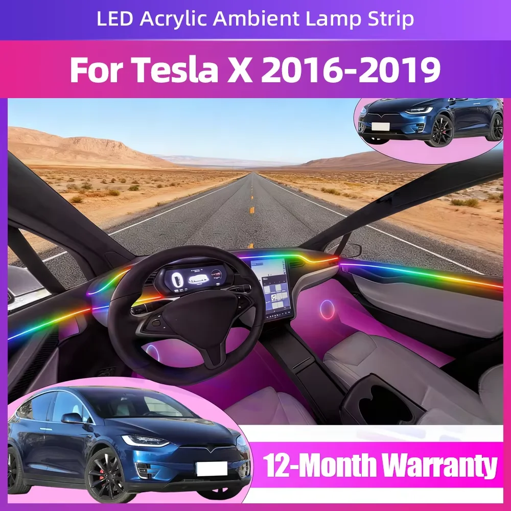 Led Ambient Interior Car Lights App Control - 테슬라 X1(2016~2019)용 차량 내부 엠비언트 조명