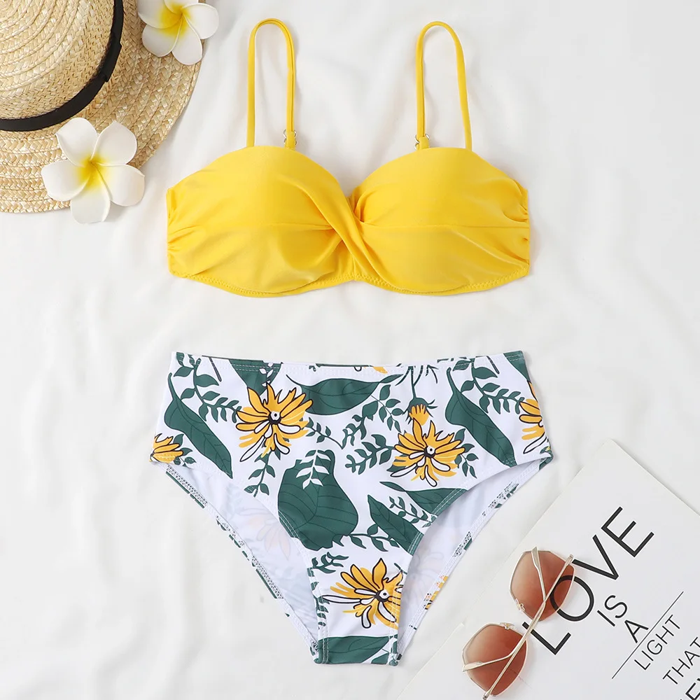 2022 sexy sólido biquíni novo retalhos maiô feminino rendas vieira borda bandeau bikini conjunto banho feminino verão fatos de banho