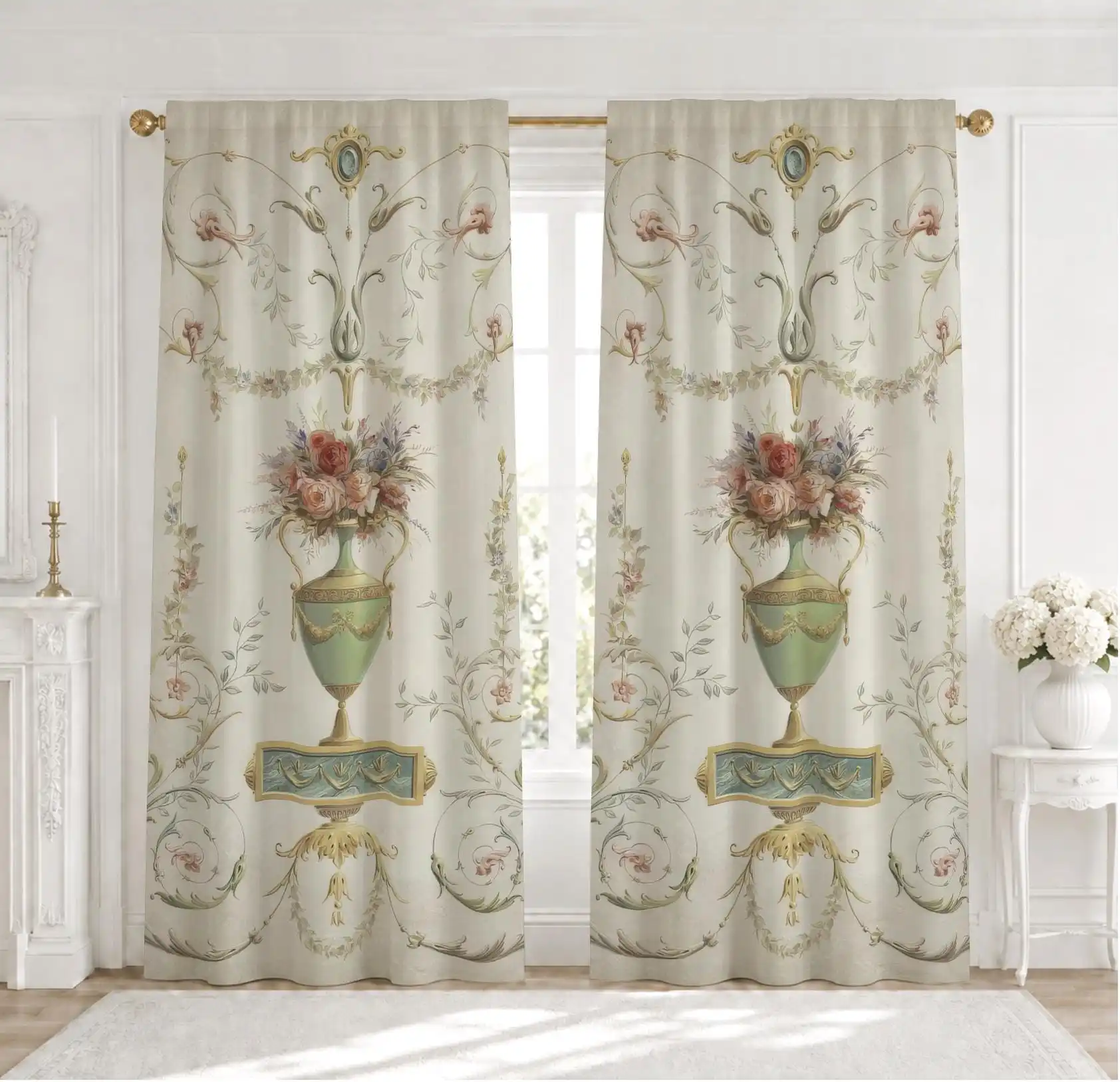 Elegant Vintage Floral Tapestry Curtains for Living Room Home Decor Sheer Light Filtering Window Panels