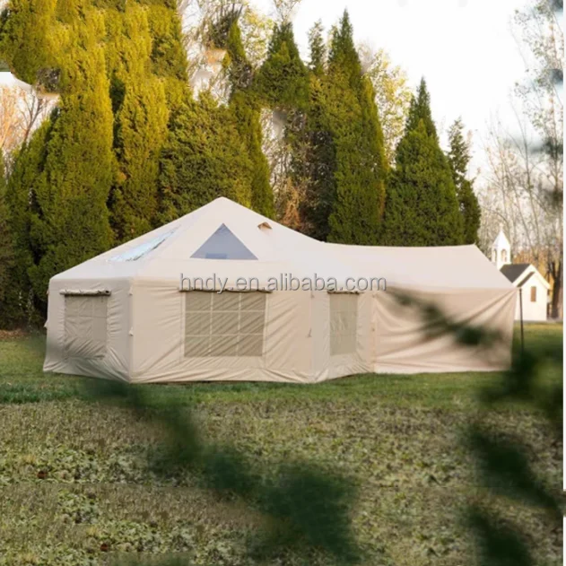 Newest Hexagonal Green Inflatable Family Tent Large Air Tent for Outdoor Camping