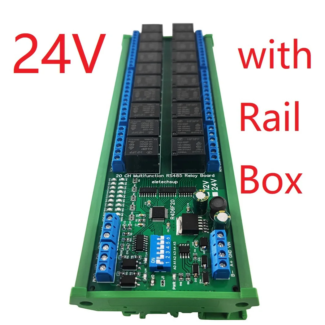 DC 12V/24V 20Ch Multifunction RS485 Relay Board 20DO 2DI 2AI PLC IO Expanding Module Modbus RTU 4-20MA 0-10V Relay Module