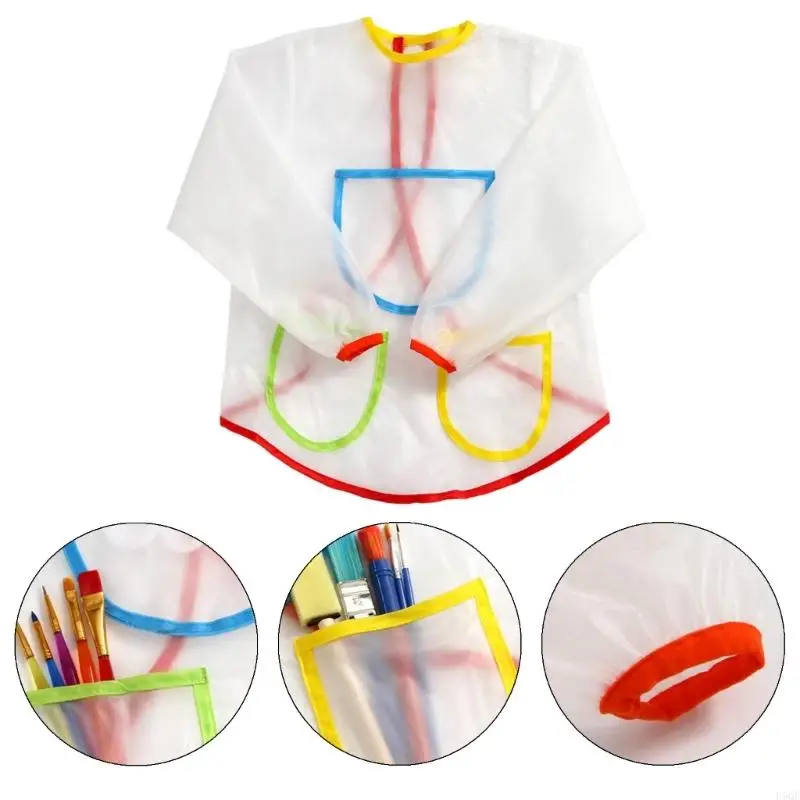 D5QF – blouse artistique à usages multiples pour enfants, tabliers imperméables à manches longues pour peinture 3 à 8 ans