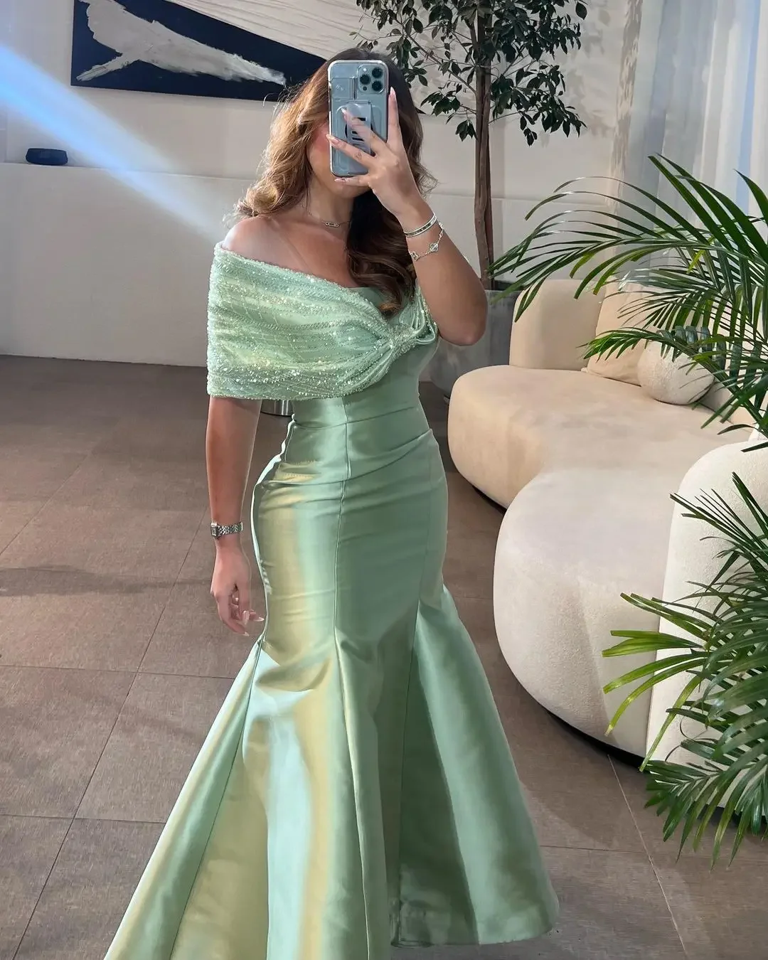 

Formal Evening Dresses Saudi Arabia Women Mermaid Strapless Zipper Prom Dress with Wraps Wedding Party Bride GownsML-041