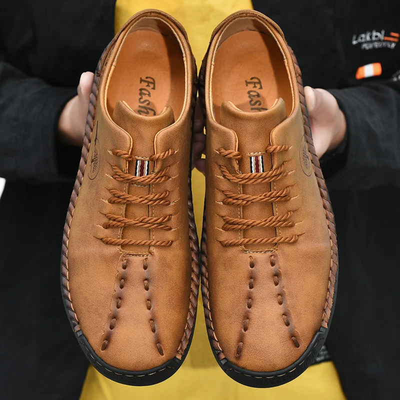 Men Casual Shoes in Autumn Hand Sewn Soft Sole Soft Surface Breathable  Comfortable Driving Shoe Size (38-48)