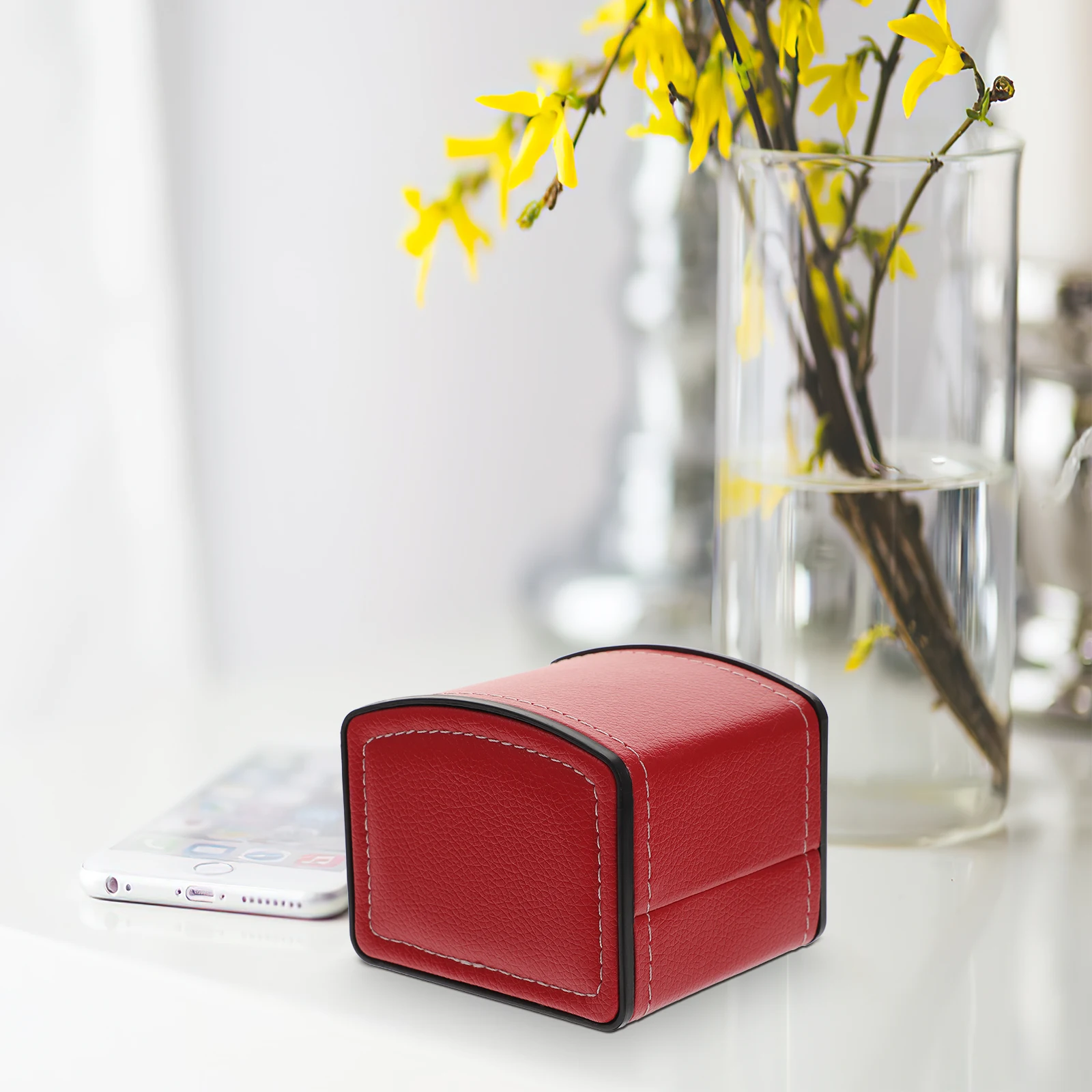 

2 Pcs Watch Box PU Storage Case Collapsible ganizer Single Lug Anti Scratch Retro Creative Display Household