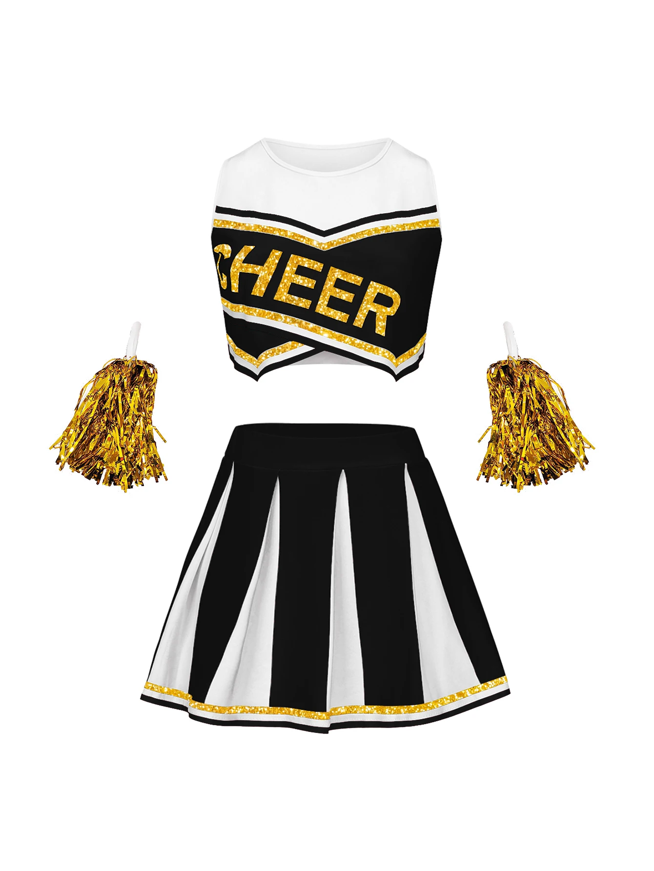 Women's sleeveless cheerleading team, fluffy and sexy, student stage music performance uniform, adult cheerleading team uniform