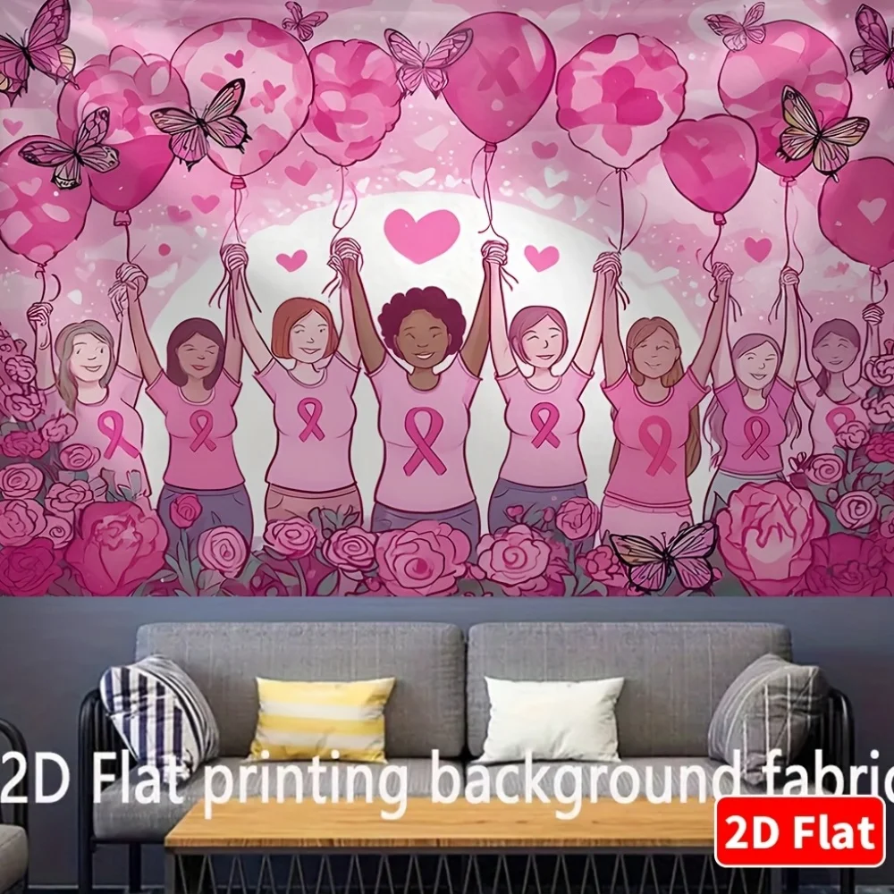 Toile de fond 2D plate pour la sensibilisation au cancer du sein, impression haute définition, facile à accrocher, pour jardin, maison, studio, événements festifs, fournitures de décoration