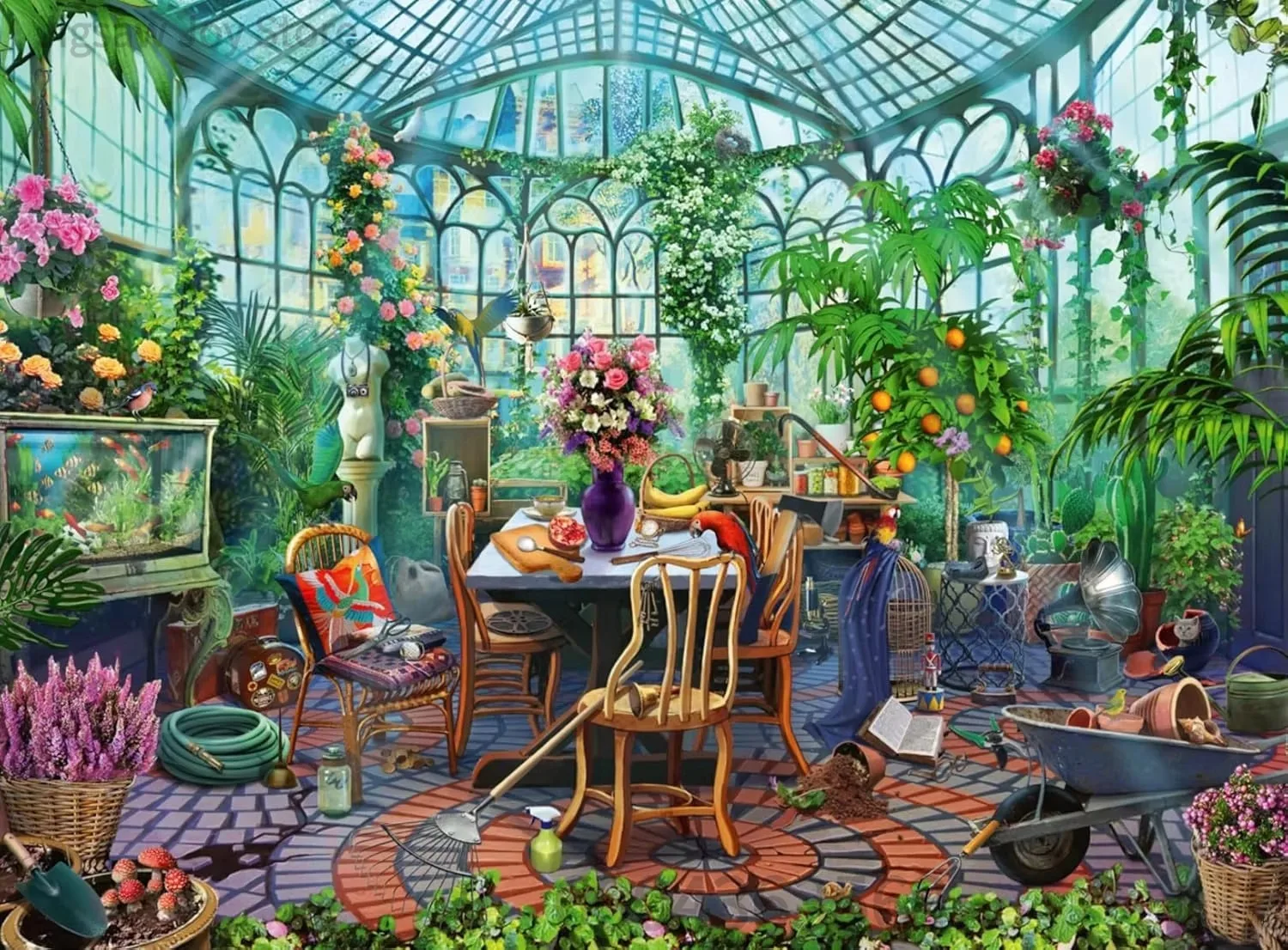 Beautiful Tropical Landscape & Cozy Outdoor Life Mosaic Puzzle Stress Relief Desktop Ornament Hobby Collection For Adults