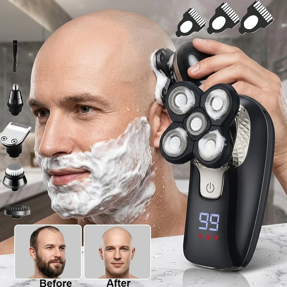 

Электробритва мужская аккумуляторная для бритья головы и бороды, мини-триммер роторного типа, для влажного и сухого бритья, мужская электробритва для головы