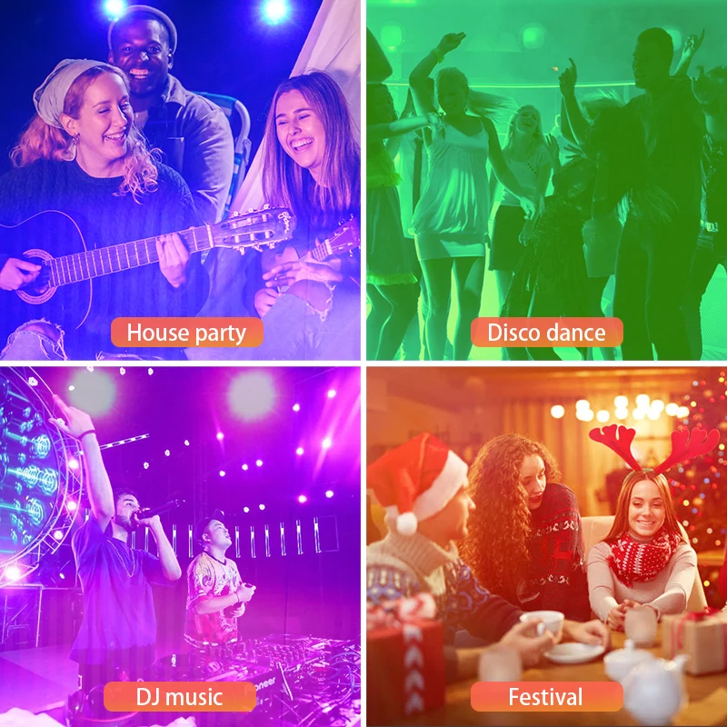 WUZSTAR-صوت تنشيط LED ضوء القوية ، USB ، خمسة رأس ، التدرج ، RGB ، تأثير الغلاف الجوي ، ومناسبة للديسكو ، DJ ، عطلة ، حفلة عائلية