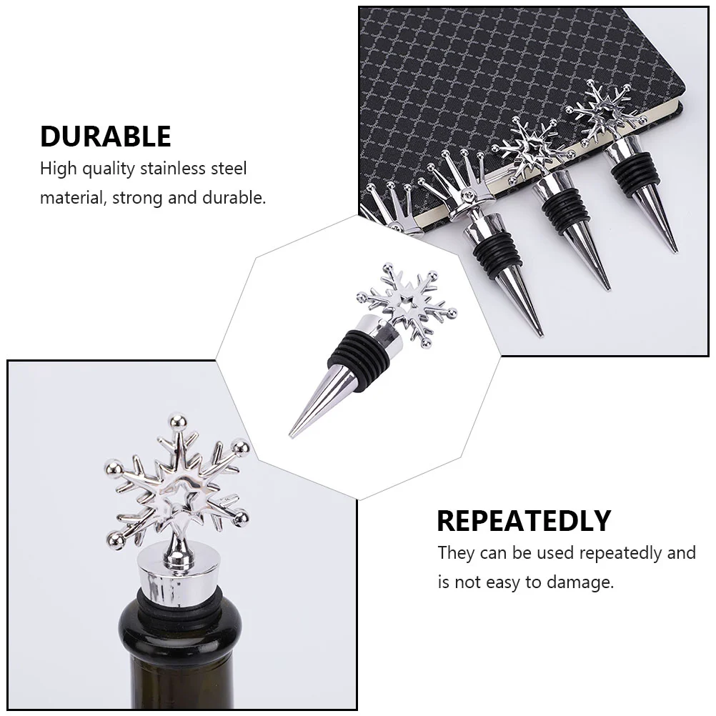 6 Pcs Snow Cork Chic Stoppers Bottle Sealing Plugs Bulk Creative Stainless Steel Beverage Rust-proof Fine Craftsmanship