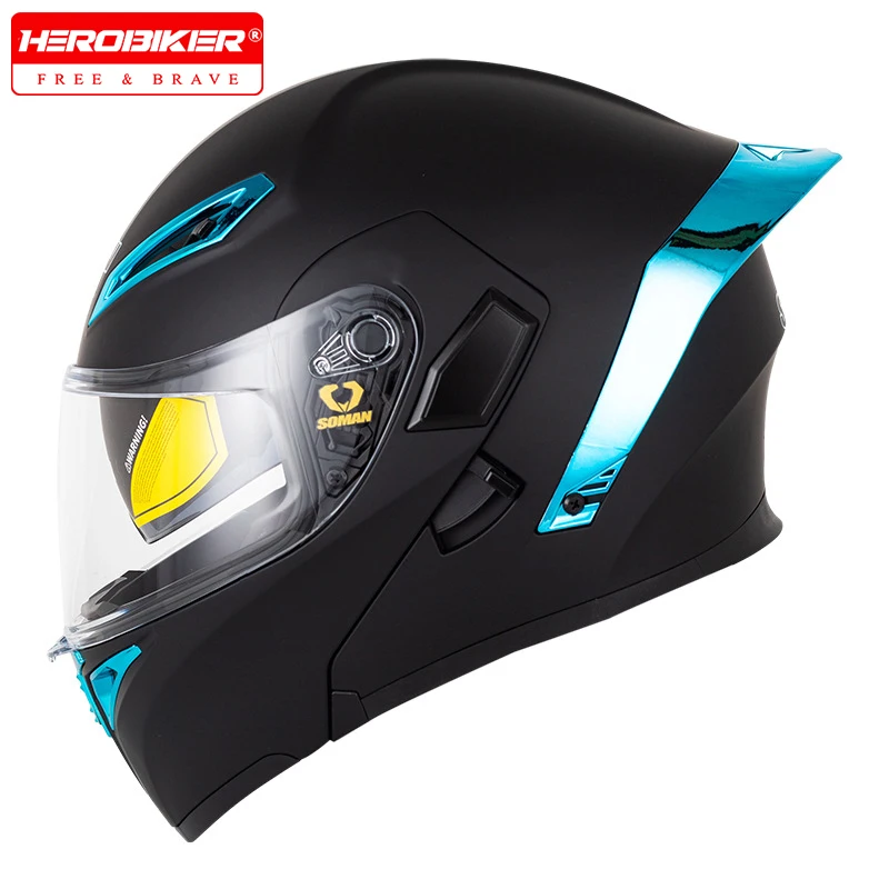 

New Motorcycle Full-face Helmet Men'S Full Face With Double Visor Flip Up Motocross Helmet Four Seasons Universal Design