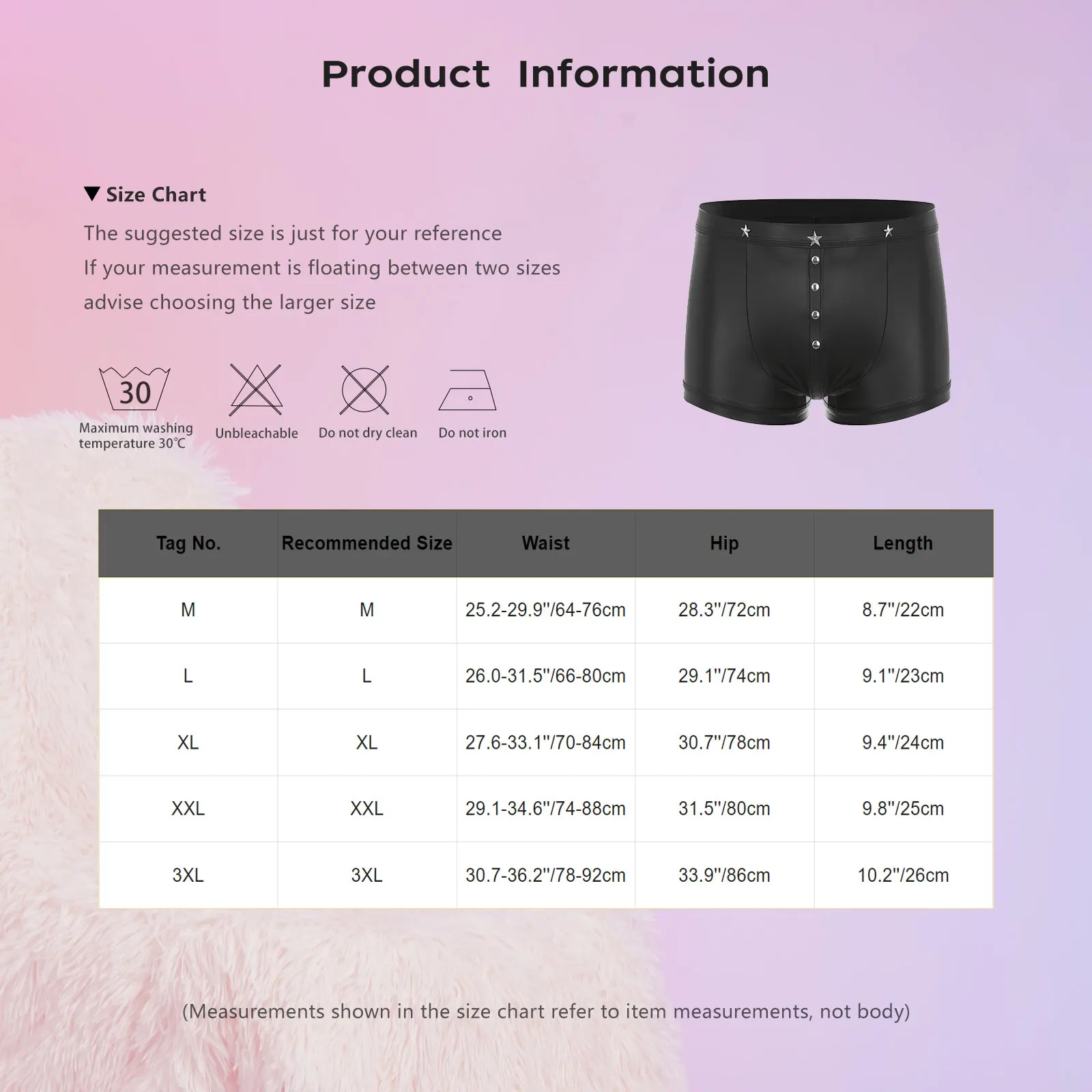 Men PU Leather Boxer Short Glossy Briefs Low Rise Stars Rivets Pouch Swim Trunks Underwear Tight Fitting Fun Underwear