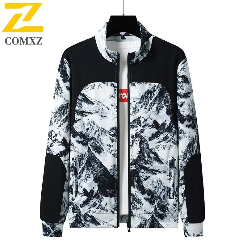 

COMXZ 2025 Mens Jacket Plus Size Spring Autumn Travel Camping Lightweight Breathable Hooded Windbreaker Jacket Bold Outerwear
