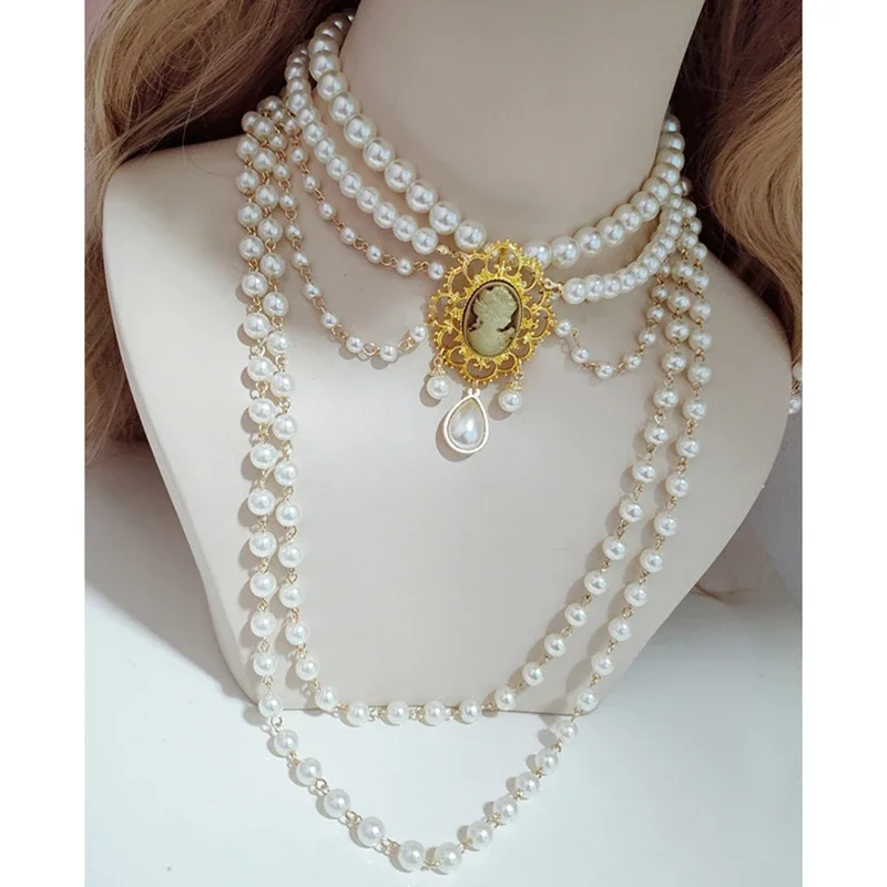 Gothic Lolita Witte Roos Engelenvleugels KC Halo Kroon Hoofddeksel Zonnegodin Mary Kralenketting Barokke Tiara Hoofddeksels Haaraccessoires