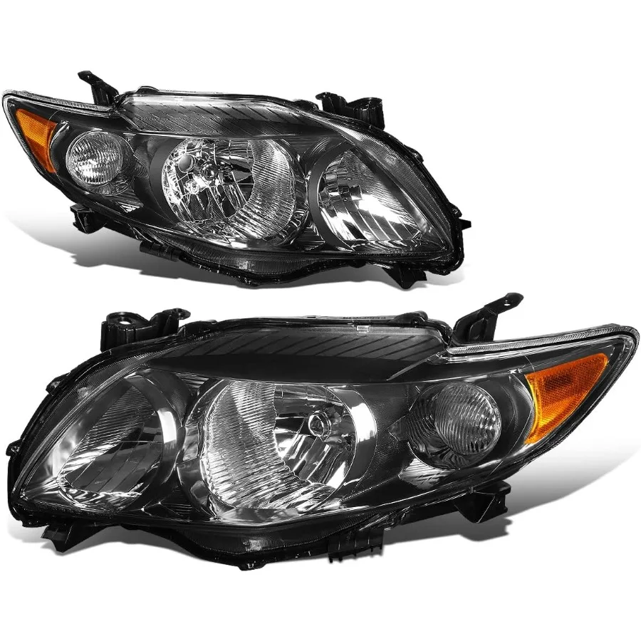 

Галогенные фары в сборе, совместимые с Corolla Sedan 2009 2010, черный корпус со стороны водителя и пассажира, янтарный Cor