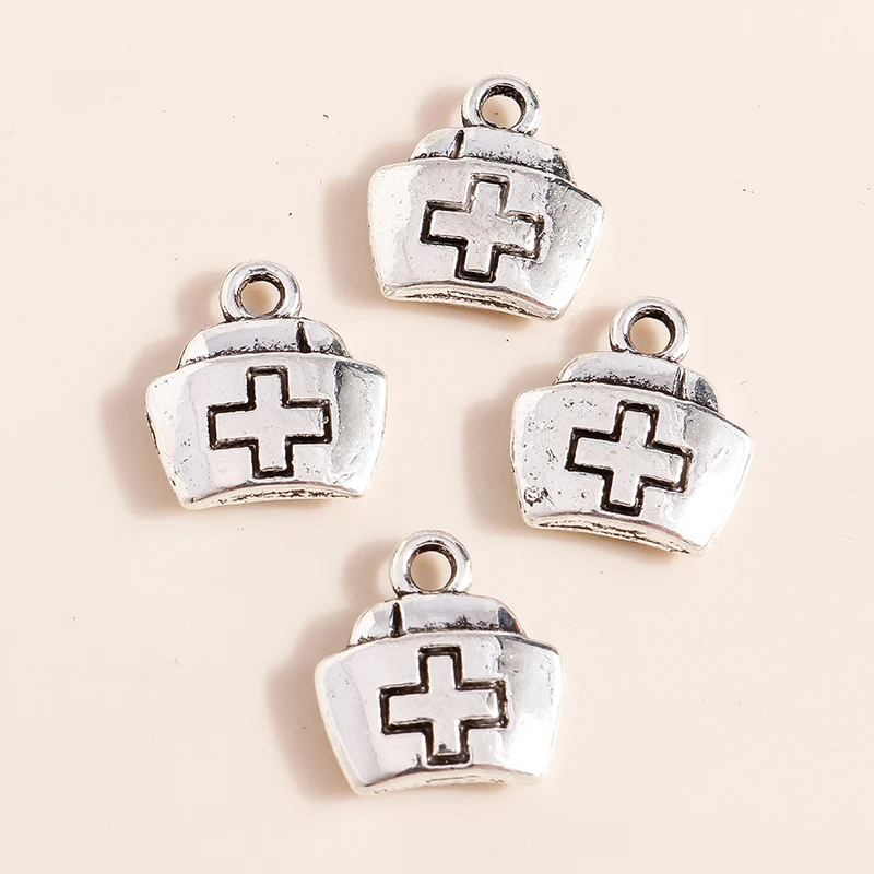 Leslie 20pcs Alloy Medical Machine Kit Charms For Jewelry Making DIY Handmade Nurse Hat Syringe Stethoscope Pendants