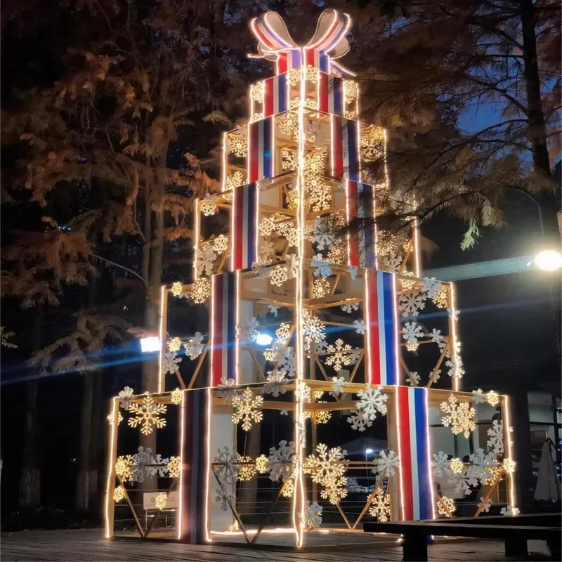 Giant 3D Artificial Christmas Tree Lantern Handmade Outdoor Holiday Light Customized High Quality Decor For Daily Use
