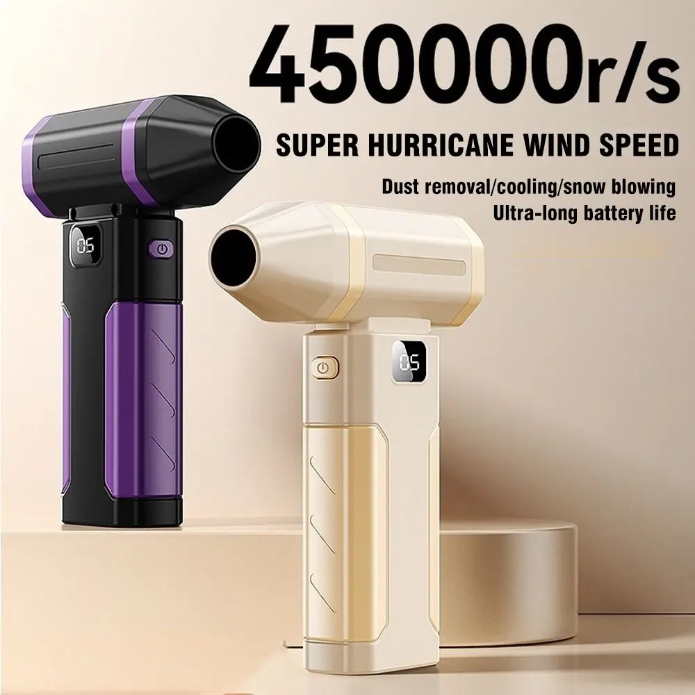 450000RPM Mini Turbo Jet Fan LED Display Lighting Lamp Electric Dust Blower 5 Gears Speed Adjustable Rechargeable