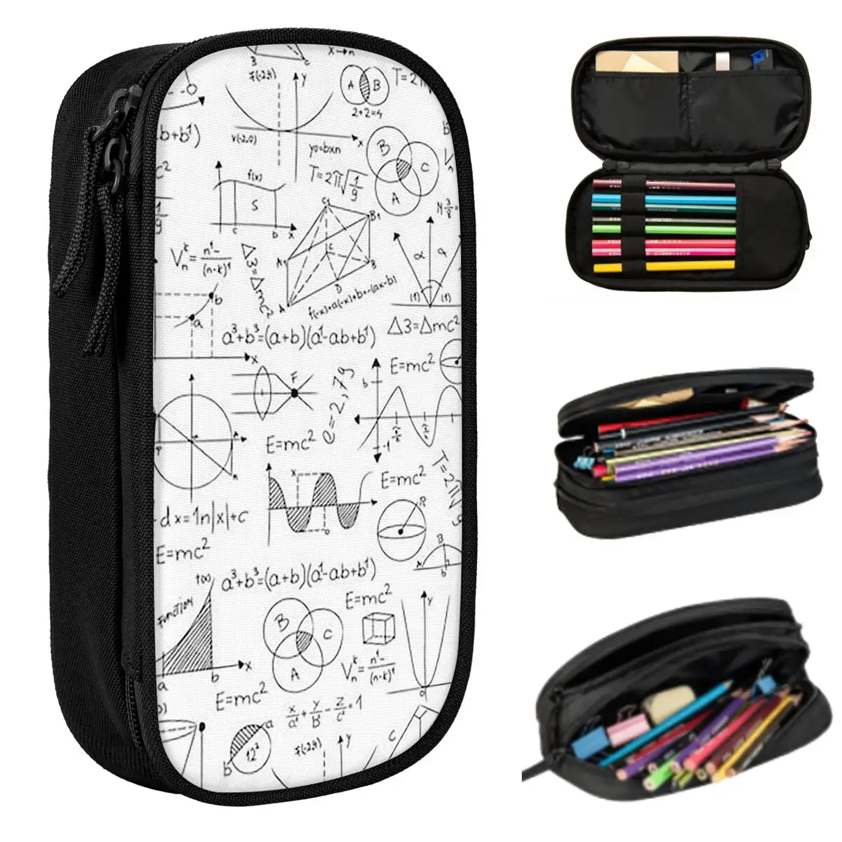 Mathematics Formulas Math Numbers Pencil Case for Students Gifts Pen Box Pencil Bag Stationery Supplies Pen Holder Bag
