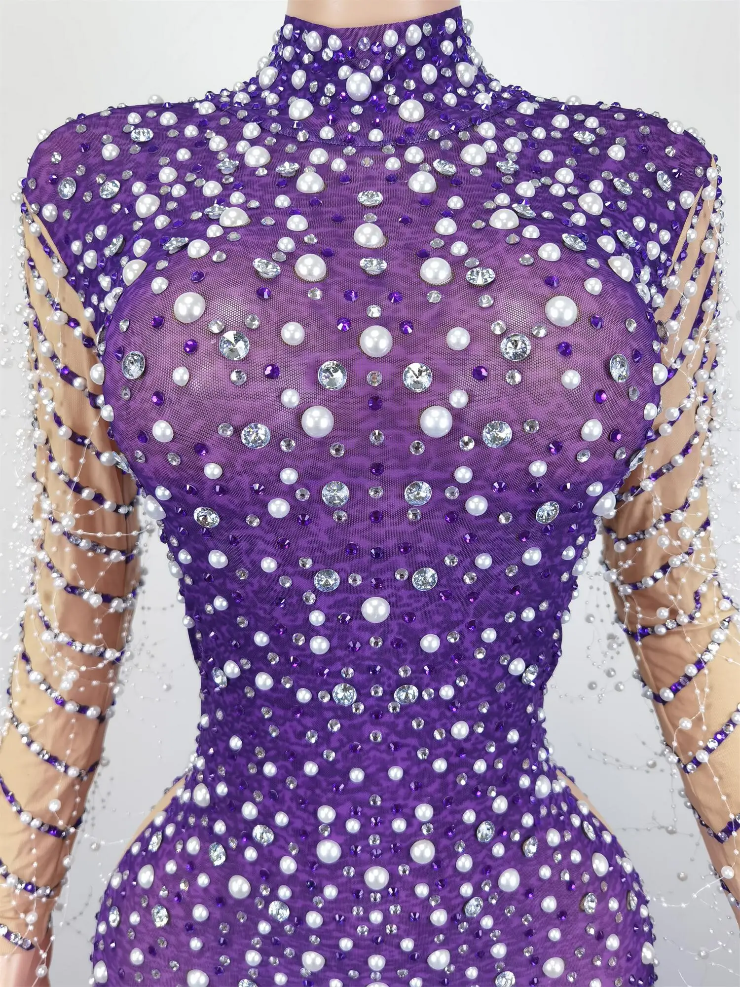 Women Sexy Stage Rhinestones PurpleFeather Dress Glisten Costume Women Prom Birthday Celebrate Party Dresses 2024 Liantiyumao