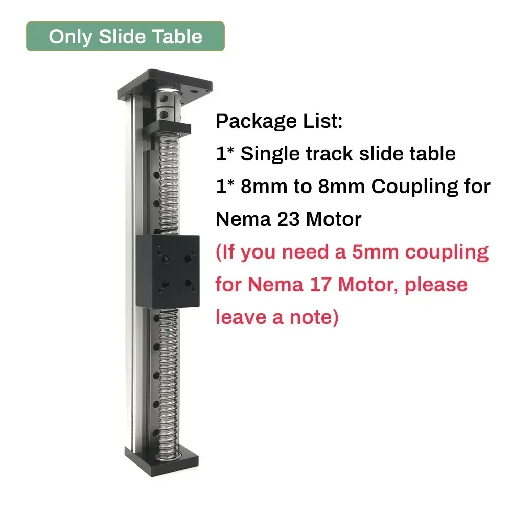 Imagem -03 - Cnc Deslizante Tabela Motor Kit Único Trilho Xyz Eixo Guia Linear Stage Bola Parafuso Tabela Linear Motorizada Sfu1204 Sfu1605 Sfu1610