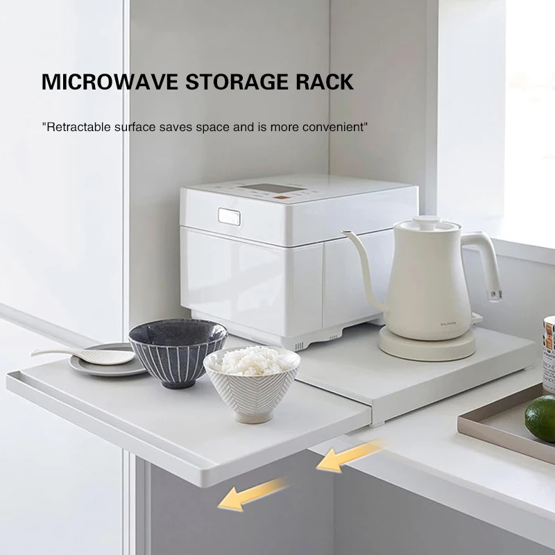 Kitchen Microwave Storage Rack Microwave Bottom Pull-out Storage Rack Oven Push-pull Partition Holders Kitchenware Organizer