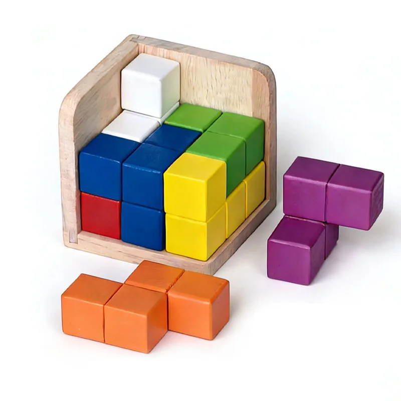 NEW Wooden Logic Cube Soma Difficult Brain Teaser Puzzles for Kids & Adults Educational Problem Solving Toys Challenging Games
