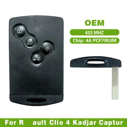 OEM originale 4 pulsanti 433MHZ Smart Card per R-enault Clio 4 Kadjar Captur Key 46/4A PCF7953M Chip Keyless GO