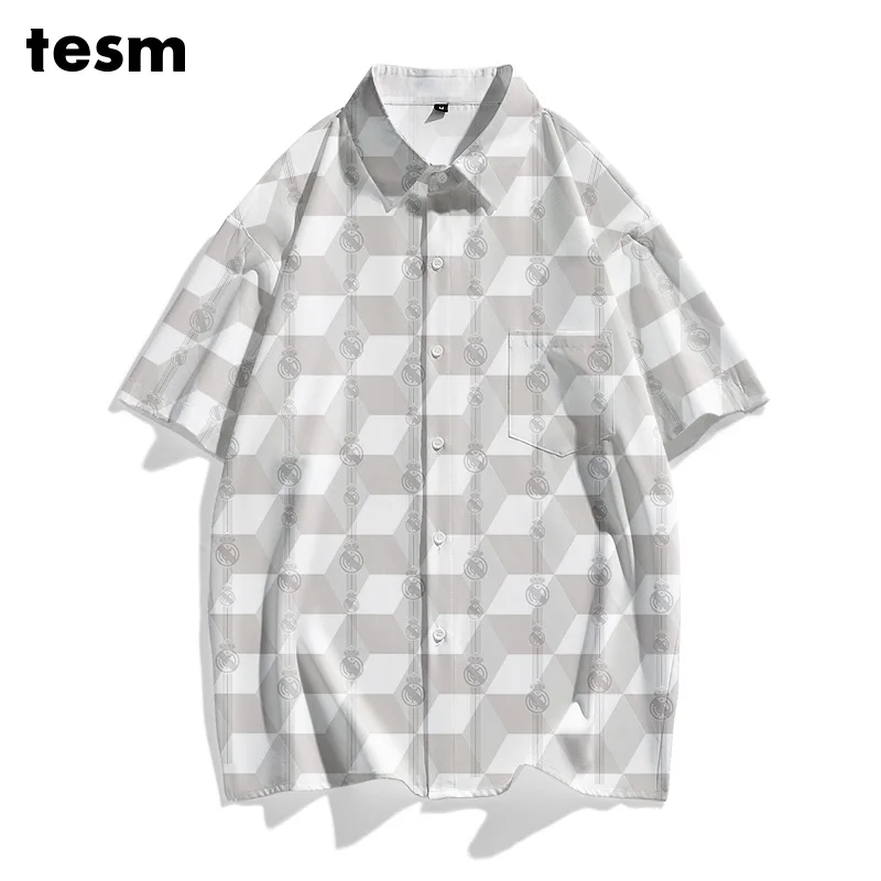 

TESM Мужская красочная рубашка в горошек с коротким рукавом, свободная посадка, повседневные летние пляжные гавайские рубашки, уличная одежда, топ для прогулок для родителей и детей