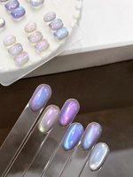 6PCS 2025 New Summer and Autumn Ice Translucent Aurora Pearl Cat Eye Crystal Nail Polish Gel, Seasonal Trend Brightening Cat Eye